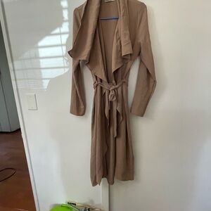 Stylish Tan Drape Front Coat